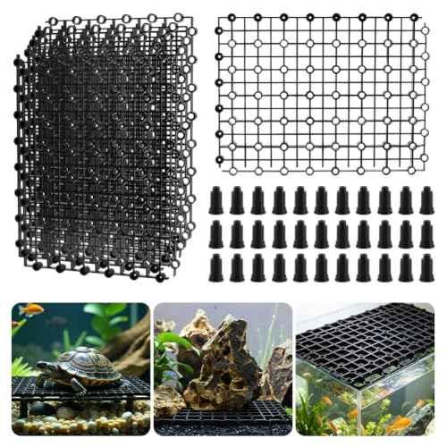 PH PandaHall 12 Sets Fish Tank Divider, Aquarium Divider Filter Bottom Black PP Plastic Aquarium Bottom Divider Fish Tank Isolation Boards for Aquarium Setup Fish Breeding Decoration, 10.39x7.87 inch - color: Black