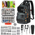 THKFISH Fishing Tool Kit, Backpack and Tackle Box with Tackle Included Lures Hooks Sinkers Accessories Kit,Pliers, Fish Lip Gripper, Fishing Gear and Fishing Gift for Men - color: Camo-462pcs
