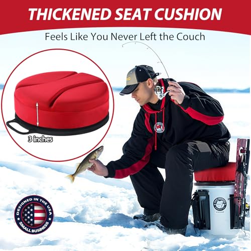 5 Gallon Bucket Seat with 3" Thick Seat Foam Cushion, 360°Swivel Bucket Lid Seat, Waterproof & Silent Bucket Seats for Dove Duck Hunting, Ice Fishing, Baseball, Camping - color: Red