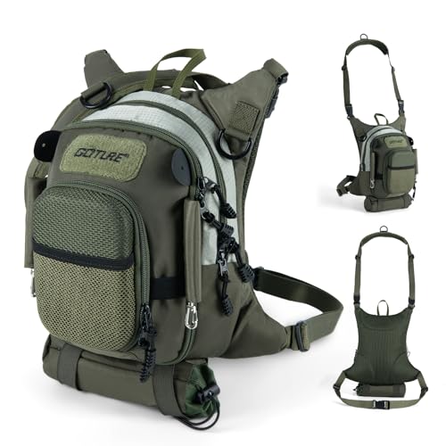 Goture Fly Fishing Chest Pack, Lightweight Chest Pack Tackle Storage Bag, Fly Fishing Bag with Adjustable Padded Neck Strap and Waist Strap, Hard Shell Front Pocket, Water Bottle Pouch, Gifts for Men - color: B:Green