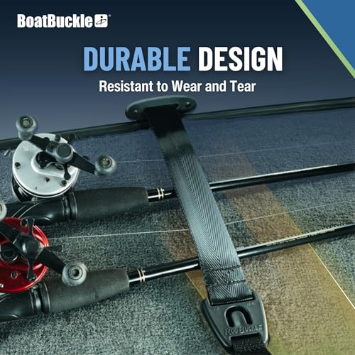 BoatBuckle Gunwale/Deck Mount Retractable Rod Tie-Down, 24-Inch Self-Retracting Fishing Rod Holder for Boats - size: 24-Inch (1-Count)