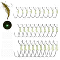 KANAMA Luminous Live Shrimp Hooks - High Carbon Steel Fishing Hooks Saltwater Corrosion Resistant Barbed Strong Hooks Freshwater Shrimp Walker, Ideal for Bass, Groupers, Pike, Catfish & More - size: (S+M+L) ×10
