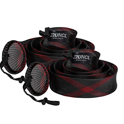 RUNCL Fishing Rod Sleeves & Reel Bags, Spinning/Casting Rod Socks & Spinning/Baitcasting Reel Covers - Protection Solution, Space Saver, Perfect Storage - Fishing Pole Sleeves & Reel Pouch (2 Pack) - color: Spinning Rod Sleeves*2pcs,(Red & Black)