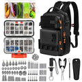 THKFISH Fishing Tool Kit, Backpack and Tackle Box with Tackle Included Lures Hooks Sinkers Accessories Kit,Pliers, Fish Lip Gripper, Fishing Gear and Fishing Gift for Men - color: Black-462pcs