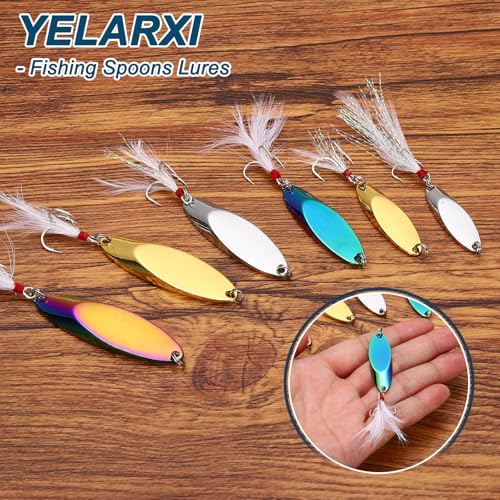 Fishing Spoons Lures Metal Saltwater Treble Trout Lures Jigging Spoon with Treble Hooks Spinner Baits for Freshwater - color: Silver, size: 18g / 3/5oz