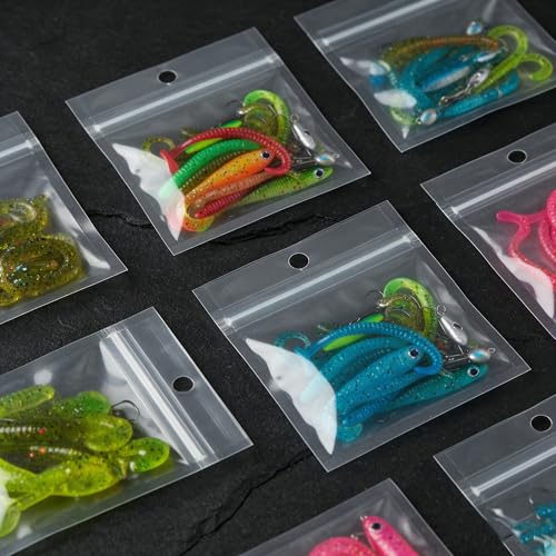 100 Pack Soft Plastic Baits Bags 4”x4" | Heavy-Duty Clear Lock Zipper Lure Packaging Bags - Leakproof Double-Sealed Zipper Storage for Soft Plastic Lures & Fishing Gear | Multiple Sizes - size: 4” x 4"