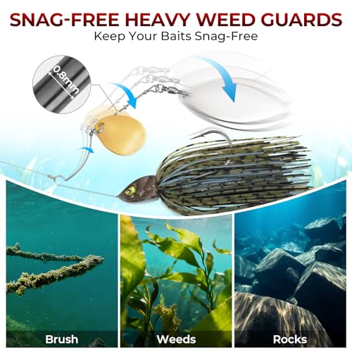 MadBite by KastKing Spinnerbait Fishing Lures, Bass Trout Salmon Walleye Stainless Steel Spinner Baits Kit, Saltwater Freshwater, 4 pcs - color: Muddy Water - Double Willow, size: 3/8oz