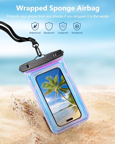 Waterproof Phone Pouch Floating, IPX68 Waterproof Phone Case with Lanyard for iPhone 17 16 15 14 Pro Max Samsung S26 S25 S24, Up to 7 Inch, Beach Vacation Essentials, Dazzling Purple - color: Dazzling Purple