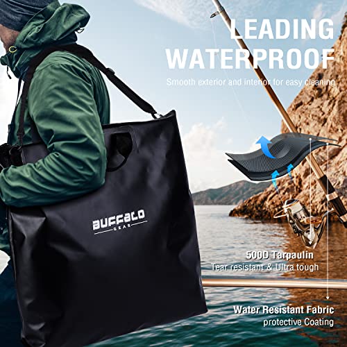 Buffalo Gear Fish Tournament Weigh in Bag for Bass Fishing, Heavy Duty Fish Bag for Caught Fish Waterproof,Leakproof,Puncture Resistant - color: Black-25×23in