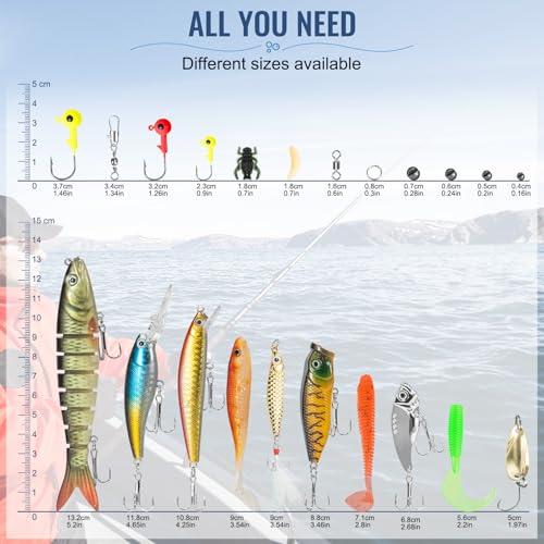 Fishing Lures, 92Pcs Tackle Box with Tackle Included, Crankbaits, Spoon, Hooks, Weights & Other Accessories, Fishing Bait Lure Gear Kit Gift for Men Bass Freshwater