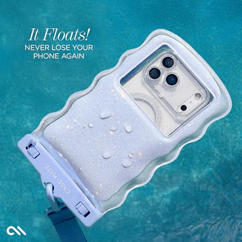 Case-Mate Wavy IP68 Waterproof Large Phone Pouch - Mist Twinkle | Hidden Pocket for Card/Cash - Floating Phone Case w/Crossbody Lanyard - Fits All Phones - Beach Cruise Ship Travel Essentials - color: Wavy Mist Twinkle