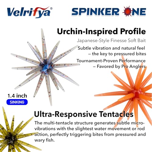 Tentacle Creature Lure, Japanese Style Soft Plastic Baits for Bass Fishing - for Drop Shot, Wacky Rig/Neko Rig and Finesse, Slow Sinking, Soft Bait by Velrifya - color: 04-Aurora Pearl, size: 1.4-INCH