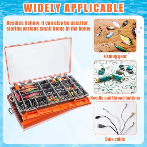 Junkin 6 Pack 3700 Fishing Tackle Boxes Waterproof, Large Orange Lure Organizer Trays with Custom Dividers, Airtight Tackle Storage Case for Saltwater Baits, Swimbaits & Boat Bag Accessories - color: Orange, size: 3700