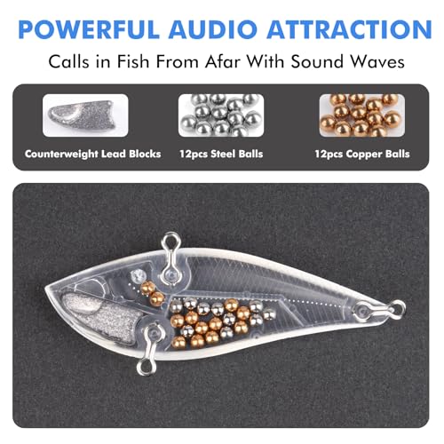 TRUSCEND Shallow or Deep Diving Crankbait with BKK Hooks, Wobble Fishing Lures for Bass Trout Crappie Walleye, Sinking Lipless Vibe Crank Bait for Bass Pike, Amazing Swimbait for Family Fishing - color: A6-2.4",0.35oz