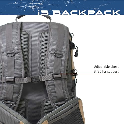 FROGG TOGGS i3 Fishing Backpack, Tackle Storage, Includes 3-3600 Bait Trays - color: Solid Elements Brown