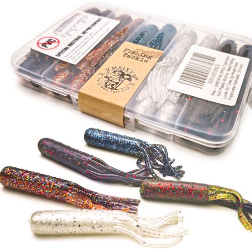 20Pcs Tube Baits Soft Plastic Worms Bass Fishing Lures for Tube Jig Heads Hook Freshwater Saltwater, 3.5 Inch - color: 20 Pcs-5 Color-California Craw, Molting Craw,Black Blue, Pearl Silver Flake, Black Neon