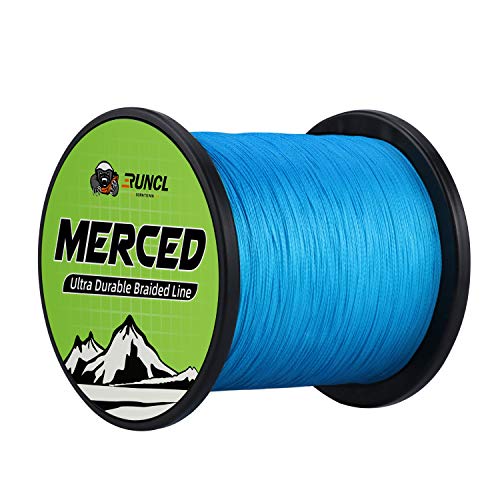 RUNCL Braided Fishing Line Merced, 1000 500 300 Yards Braided Line 4 8 Strands, 6-200LB - Proprietary Weaving Tech, Thin-Coating Tech, Stronger Smoother for Freshwater Saltwater - color: Blue, size: 15lb/300yards (4 Strands)