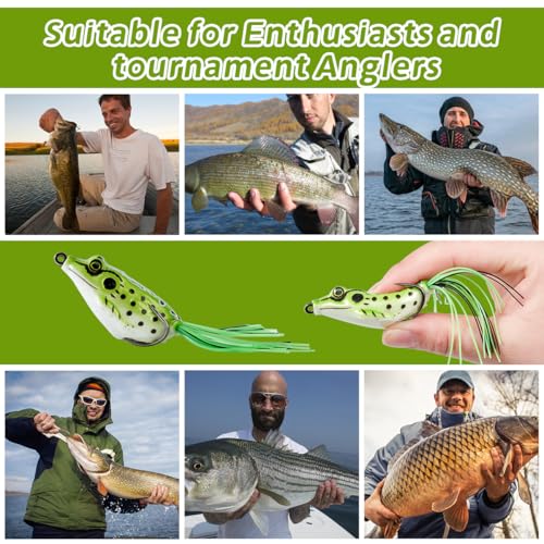 5PCS Frog Lure Kit - Topwater Fishing Lures for Pike, Snakehead & Freshwater Fish | Soft PVC Baits with Weedless Hooks - Perfect for Dense Vegetation | Ideal Lure Set for Anglers inSaltwater - color: 5pc, 3.67in/0.46oz, size: 2.165in/5.5cm