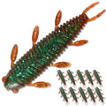 Fishing Lure, Soft Plastic Grub,10 pcs Chariot Bug Soft Lures, Wacky Worms Baits for Bass Fishing for Texas Carolina Weightless Finesse Rig Kit Gear - color: Green Pumpkin