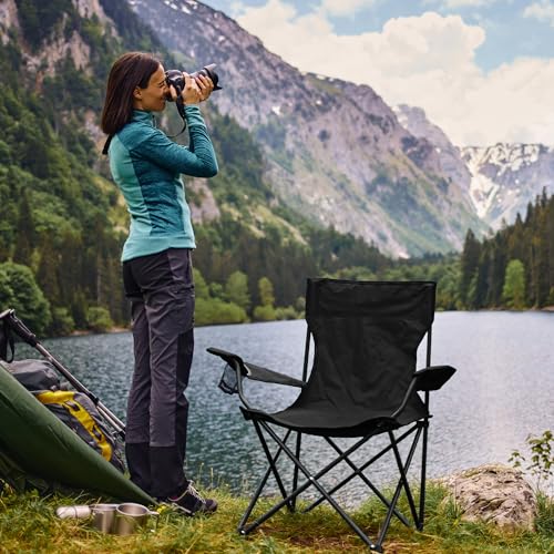 2 Pack Portable Camping Chairs Folding Lawn Chair Outdoor Lightweight Beach Chair with Cup Holder & Carry Bag for Outside Sports, Fishing, Hiking, Travel, Picnic, Backyard (Black-Dark) - color: Black-dark, size: Medium