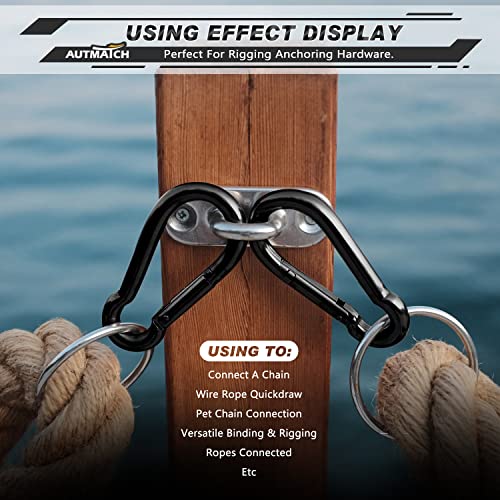 AUTMATCH Carabiner Clips, 3" Spring Snap Hook Caribeener Clips Buckle Pack Grade Heavy Duty Carabiners Quick Link for Camping, Fishing, Hiking, Traveling, 4 Pack - style: Carbon Steel - Black