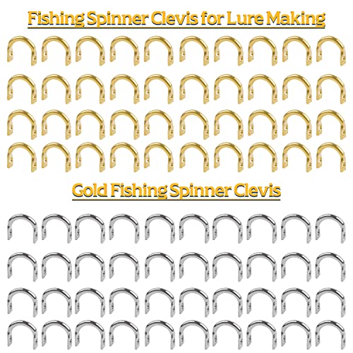 Fishing Clevis Easy Spin U-Shaped Brass Links, 120/250pcs Quick Change Spinner Clevis Spinner Blade for Lure Making Spinnerbait Parts Accessory Freshwater Saltwater - color: Mixed-120pcs