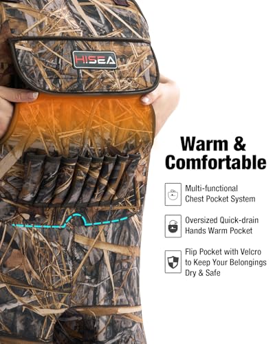 HISEA Womens Chest Waders, 4.5mm Neoprene Leopard Hunting Wader for Women with Insulated Boots, Waterproof Fishing Waders - color: Next Camo, size: 8