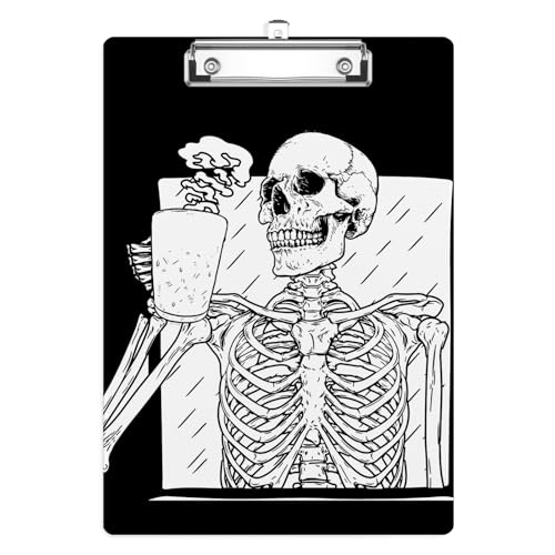 Funny Skull Clipboard, Halloween Skeleton Decorative Clip Board with Metal Clip Cute Plastic Clipboards A4 Standard Size 8.5" x 12.5" for Nurses, Students, Office - color: Skull