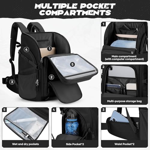 Maelstrom Tactical Backpack for Men, Water Resistant 40L Military Bag | Molle System, 900d Polyester, Laptop Pocket, Load Compression, Tripod Straps, For Hunting, Travel, Hiking,Gym, Camping - color: A.black
