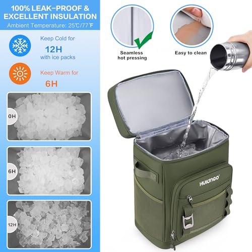 Hulongo Large Waterproof Insulated Cooler Backpack for Men & Women, Leak Proof Cooler Backpack for Camping, Beach, Fishing, Picnic, Travel, Outdoor, 30L, 48Cans - color: green