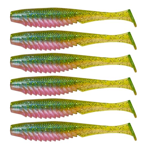 6th Sense – Party Paddle 4.3" – Saltwater Swimbait – Inshore Fishing – Redfish/Trout/Snook – Paddle Tail Soft Plastic - color: Fried Chicken