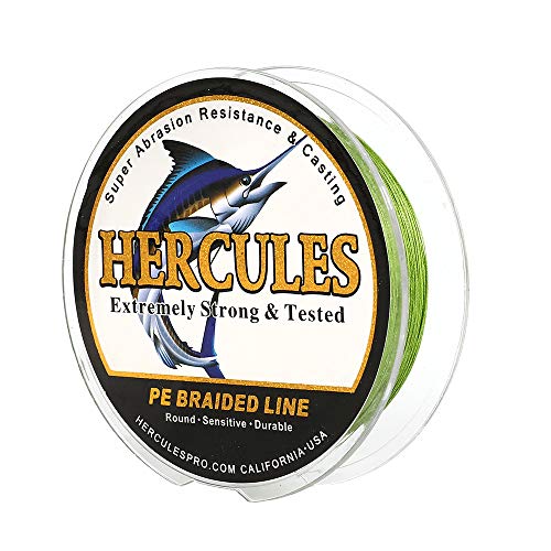 HERCULES Cost-Effective Super Cast 8 Strands Braided Fishing Line 10LB to 300LB Test for Salt-Water,109/328/547/1094 Yards(100M/300M/500M/1000M),Diam.#0.12MM-1.2MM,Hi-Grade Performance,Variety Colors - color: Army Green, size: 10LB-0.12MM-109YDS(100M)-8 S