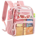 MAY TREE Small Clear Backpack Stadium Approved for Women and Men Clear Bag for Stadium Events Concert Sporting Festival, Princess Pink - color: Pink-1, style: 2 Front Pocket-1