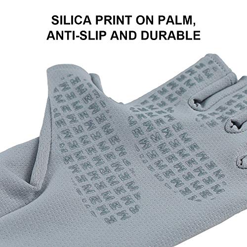 Unisex UV Protective Fingerless Gloves UPF 50+ Summer Sun Glove for Outdoor Fishing Cycling Hiking Driving Kayaking - color: Grey, size: Medium