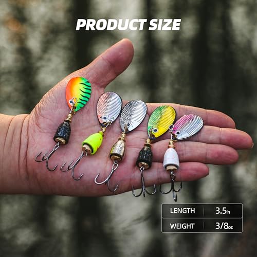 Inline Spinner Bait – Fish-Shaped Spinnerbait Lures 5-Pack, 360° Rotation with Reflective Blades, Perfect for Freshwater & Saltwater Fishing, Targeting Bass, Trout, Pike, Perch & More - color: Composite Spinnerbait