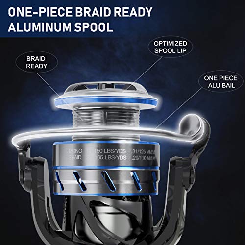 Tempo Apex Spinning Reel, Ultralight Premium Magnesium Body, Super Smooth Fishing Reel with 10 + 1 BB, Powerful and Durable Reel with Strong 39lb Max Carbon Fiber Drag