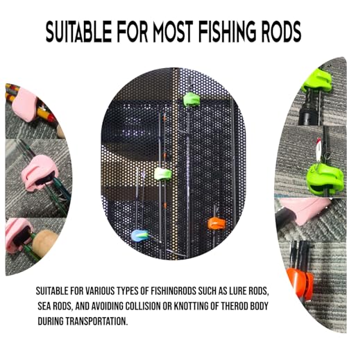 Multifunctional Rod Holder - Portable Takedown Fishing Rod Clips for Ground/Car/Wall/Beach, Auto Fixed Fish Poles Holders with Pressure Grip, Fits Shore/Telescopic Rods & Fixed Ball - color: Pink * 4