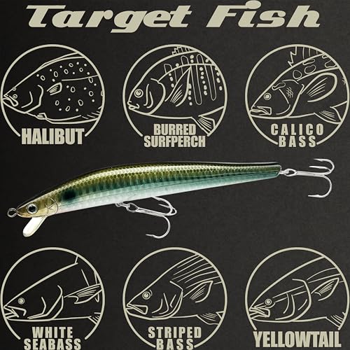 Lucky Craft FlashMinnow 125 YAWARA Saltwater Fishing Lure, Jerkbait for Halibut and Sea Bass, Long Casting Fishing Gear, Slow Sinking 5in 0.7oz, Tackle Box and Fish Accessories - color: 7357 Anchovy Venus, size: 125FW, style: No Scales