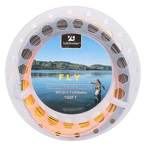 Trout Fly Fishing Line, Weight Forward Floating with 2 Welded Loops - color: Grey+Orange, size: WF5F-100FT