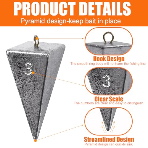 Pyramid Fishing Weights Sinkers for Fishing - size: 3oz, style: 8 Pack Kit