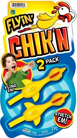 JA-RU Mini Rubber Chicken Slingshot Toy - 1 Pack, 2 Flying Chickens 426-1A | Finger Slingshot Toys for Kids, Funny Chicken Party Favors, Gag Gifts, and Classroom Prizes - color: Sling a Chicken, size: 1 Pack
