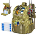 RUCYEN Fishing Backpack, 45L Large Cooler Fishing Tackle bag with Rod Holders & Rain Cover, Water-resistant Store Gear (Khaki Camo(With 4 Tackle Boxes)) - color: Khaki Camo(with 4 Tackle Boxes)