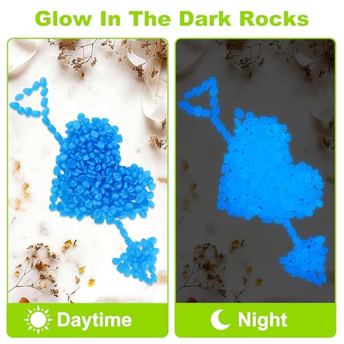 3000pc Glow in The Dark Rocks Outdoor Blue Rocks for Landscaping Glow in The Dark Blue Stones Glow Pebbles Glowing Rocks for Garden Luminous Stones Glowing Stones for Driveway Walkway,Blue - size: 3000, style: Blue