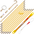 11' Fiberglass Running Electrical Wire Cable Pulling Fish Tape Kit with 5 Different Attachments and Fish Tape Tool in a Carrying Case - size: 11FT-10 Rods