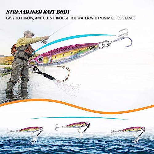Goture Fishing Jigs,Vertical Jig Saltwater, Jig Fishing Lures with Assist Hook and Treble Hook, 7g-80g Fishing Jigging Spoon Lures for Tuna,Salmon,Sailfish,StripedBass,Grouper Snapper,Kingfish - size: 2.82oz/80g