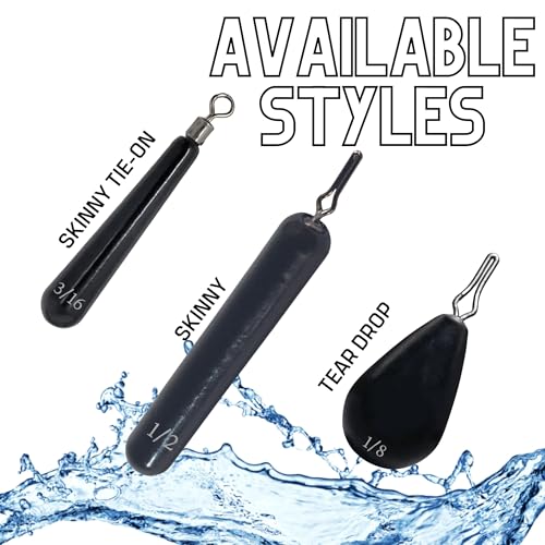 Reaction Tackle Tungsten Drop Shot Weights for Bass Fishing - Size Stamped Finesse Sinkers for Drop Shot Rig - Freshwater and Saltwater - color: Black Skinny, size: 1/8 Oz (8-Pack)