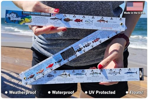Salty Bones Florida Saltwater Lawstick - Double-Sided 36" Folding Fishing Ruler with Florida's Atlantic and Gulf Guidelines - Made in the USA - Updated for 2026