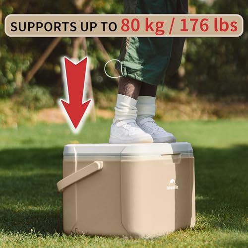 Naturehike 5.3/15/19 QT Hard Cooler, Insulated Ice Chest Box, Portable Ice Retention Cooler for Beach Camping Picnic Fishing Barbecue - color: Brown, size: 14.8QT