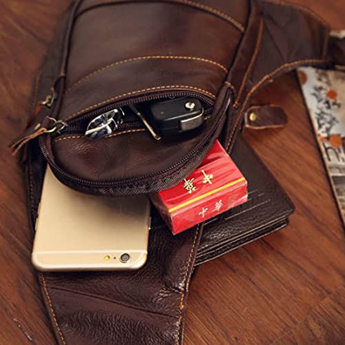 Vintage Leather Sling Bag Backpack for Men Crossbody Shoulder Chest DayPack Backpacks - color: #02brown