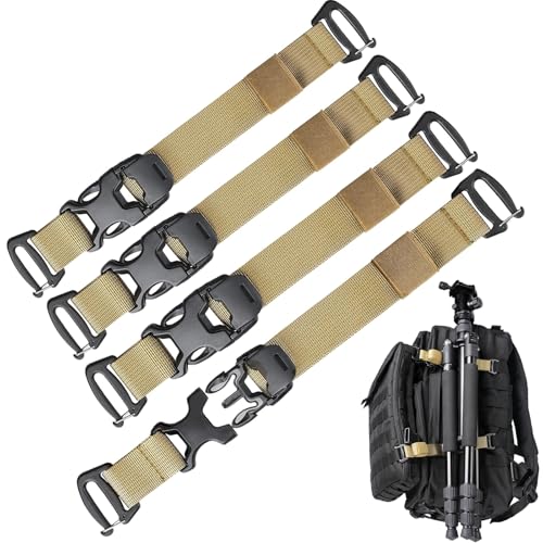 Molle Tactical Backpack Straps 24" Adjustable, Rush Tier System Molle Accessories for Military Assault Backpack Army Rucksack Attachment Nylon Compression Tie Down Strap for Tripod Gear, Sleeping Bag - color: Khaki 4packs, style: Style B